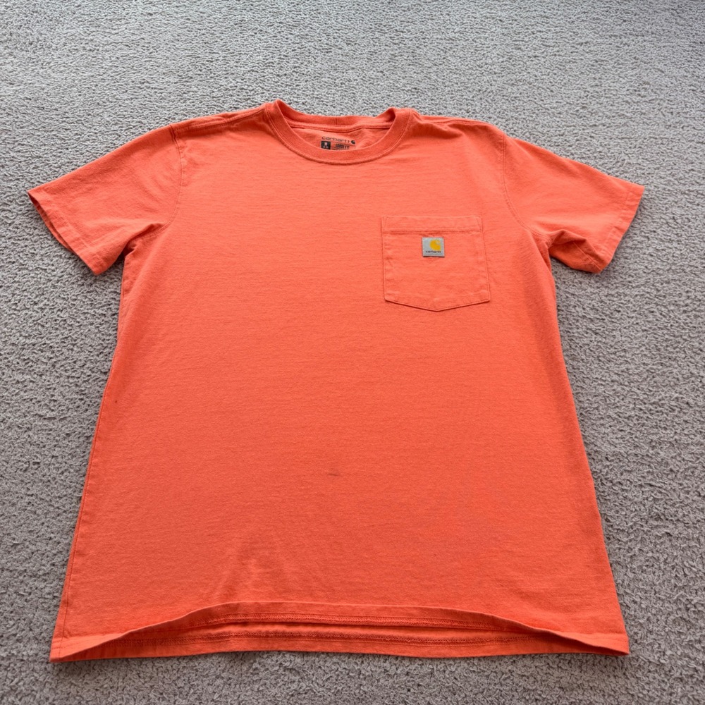 Carhartt Mens Loose Fit Pocket T-Shirt Orange Medium M 8-10 Short Sleeve